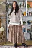 Vintage Vera Scalloped Hem Lace Midi Skirt Tan